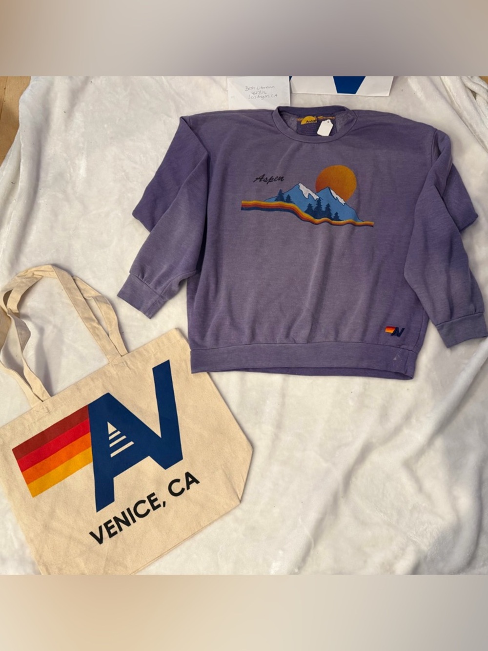 NWT AVIATOR NATION UNISEX Aspen 
 RELAXED CREW Medium + Tote Bag